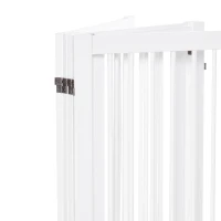 PawHut Bramka Zabezpieczająca dla Psów 4-elementowa, 220 x 91 cm Składana Bramka z Drzwiami, Wolnostojąca, z 2 Podpórkami, Ażurowa, Drewniana, na Korytarz, Kuchnię, Schody, Biała(m-10)