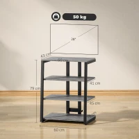 HOMCOM HiFi Stand, with Four Storage Shelves - Dark Grey(m-3)