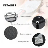 HOMCOM Estojo de Maquilhagem Organizador de Cosméticos Portátil com Múltiplos Níveis Alça e Bandejas 30x18,5x22 cm Preto e Transparente(m-6)