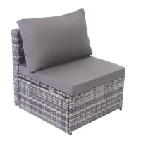 Conjunto de Muebles de Jardín de Ratán Isla de Sol con Sofá Sillones Taburete y Mesa Gris(m-7)