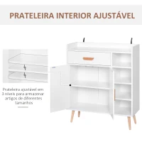 HOMCOM Aparador multiuso para cozinha sala de jantar  80x29,5x96cm Branco(m-7)