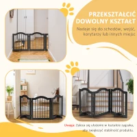 PawHut Bramka ochronna, osłona dla psa, różne konfiguracje, 3-częściowa, z dwoma nóżkami podporowymi, stabilna, składana, do użytku wewnątrz i na zewnątrz, MDF, czarna, 154,5 x 29,5 x 61 cm(m-8)