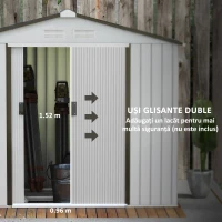 Outsunny Casuta Gradina Otel Alb 213×130×185 cm – Cu Usi Glisante(m-6)