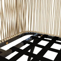 5-teiliges Garten-Lounge-Set mit Seil, verstellbare Füße, glatte Glas-Tischplatte, inklusive Sitz- und Rückenkissen, Beige(m-9)