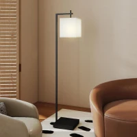 HOMCOM Lampada da Terra con 10 Luminosità e Temperatura del Colore Regolabile, Telecomando e Lampadina 9W, Nero(m-8)