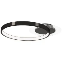 HOMCOM Plafoniera LED Moderna a 2 Anelli con Temperatura Colore Regolabile, Potenza 30W, Nero(m-10)