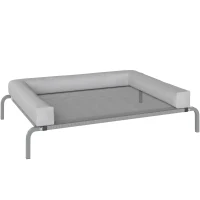 PawHut Cama Elevada para Perros Refrescante con Refuerzos Extraíbles Malla Transpirable y Marco de Acero 110x75x30 cm Gris(m-1)