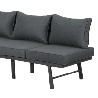 Juego de Muebles de Jardín para 5-6 Personas con 2 Sofás de 3 Plazas 1 Mesa Incluye 7 Cojines Grises Gris(m-7)