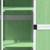Gartenschrank 93x45x179 cm, Metallischer Design mit stabilen X-Verstärkungen für Garten Geräteschuppen, Outdoor Schuppen, Grün(m-7)