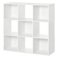 HOMCOM Estante para Livros de 3 Níveis Estante de Madeira com 9 Compartimentos Estante Modular 91,5x29,5x91,5 cm Branco(m-11)
