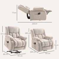 HOMCOM Fauteuil releveur électrique massage et chauffage avec repose-pied, dossier inclinable, télécommande et poche latérale(m-3)