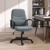 Vinsetto Office Chair, Fabric Desk Chair Mid Back Work Study Chair with Massage Lumbar Support, Adjustable Height and Swivel Wheels, Grey(m-9)