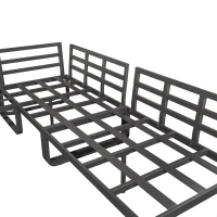Ensemble de meubles de jardin pour 4-5 places assises, 2 tables basses intégrées, coussins de siège confortables et oreillers, Gris(m-9)