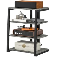 HOMCOM HiFi Stand, with Four Storage Shelves - Dark Grey(m-11)