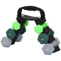 SPORTNOW Dumbbells Set with Storage Rack, 2 x 1kg, 2 x 2kg, 2 x 3kg, Green(m-11)