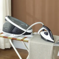 HOMCOM Steam Generator Iron, Energy-Saving, Self-Cleaning, Powerful Vertical Steam, Automatic Shut-Off, Ceramic Non-stick Soleplate, Large 1.5L Detachable Water Tank, 8 Bar, c, Blue(m-9)