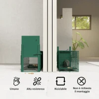 Outsunny Gabbia Trappola per Ratti, Topi e Nutrie con Porta Singola, 60x18x20cm, Verde(m-4)