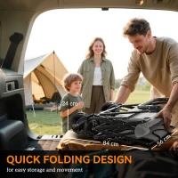 Outsunny Folding Trolley Cart Storage Wagon Beach Trailer 4 Wheels with Handle Overhead Canopy Cart Push Pull for Camping, Grey(m-4)