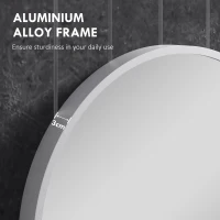 HOMCOM 60cm Round Tempered Glass Bathroom Mirror - Silver Tone(m-5)