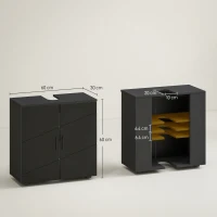 kleankin Mobile Sottolavabo Bagno in Legno con Armadietto 2 Ante, 60x30x60cm, Nero(m-3)