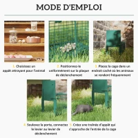 Outsunny Cage attrape animaux nuisibles 1 entrée dim. 60 x 18 x 20 cm vert foncé(m-5)