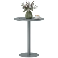 HOMCOM Mesa de Comedor Redonda para 2 Personas Mesa de Cocina de Acero para Interior y Exterior Ø60x72 cm Gris(m-10)