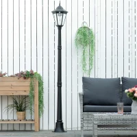 Outsunny Stâlp Solar de Grădină cu Lumină LED și Senzor de Mișcare, Negru(m-8)