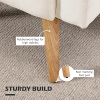 HOMCOM Accent Chair, Linen-Touch Armchair with Pillow, Upholstered Leisure Lounge Sofa for Living Room, Club Chair with Rubber Wooden Frame, Cream(m-5)