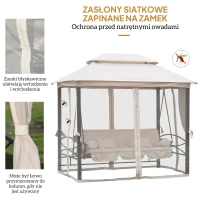 Outsunny huśtawka ogrodowa huśtawka z dachem rozkładana funkcja łóżka leżak ogrodowy pawilon(m-6)