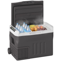 Outsunny Frigo Portatile da 30 Litri con Compressore, Frigorifero Elettrico con LED, Modalità ECO, Connessione e Funzione di Mantenimento del Freddo, Nero