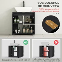 Kleankin Dulap Baie 60×30×60 cm cu doua usi si polita reglabila - Negru(m-4)