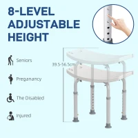 HOMCOM Height Adjustable Bath Stool, Aluminium Shower Stool with Non-Slip Pads for Elderly, Disabled, Seniors, Pregnant, White(m-7)