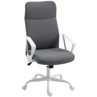 HOMCOM Fabric High Back Office Chair - Grey(m-10)