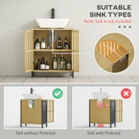 HOMCOM Bamboo-Blend Retro Cut-Out Under Sink Cabinet(m-4)