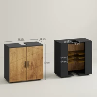 kleankin Meuble sous vasque lavabo meuble de salle de bain 2 portes avec étagère 60 x 30 x 60 cm gris anthracite et aspect bois(m-3)