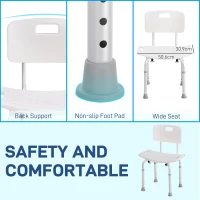 HOMCOM Bath Chair Shower Stool Safety Seat Bathroom Adjustable Positions Elderly Aids(m-5)