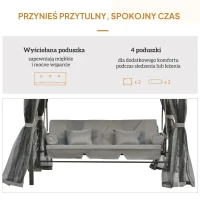 3-osobowa huśtawka z dachem Huśtawka ogrodowa Pawilon ścianki boczne funkcja odchylania(m-8)