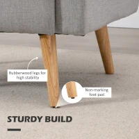 HOMCOM Accent Chair, Linen-Touch Armchair with Pillow, Upholstered Leisure Lounge Sofa for Living Room, Club Chair with Rubber Wooden Frame, Grey(m-5)