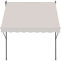 Outsunny Toldo Manual Retrátil Ajustável 200x170x200-290 cm com Manivela Proteção Solar UV40+ para Varanda Jardim Creme(m-8)