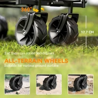 Outsunny Folding Trolley Cart Storage Wagon Beach Trailer 4 Wheels with Handle Overhead Canopy Cart Push Pull for Camping, Grey(m-6)