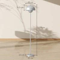 HOMCOM Lámpara de Pie para Salón Moderna con Pantalla de Cuenco Interruptor de Pie Casquillo E27 Sin Bombilla Ø30x155 cm Plata(m-3)