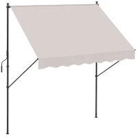 Outsunny Toldo Manual Retráctil 200x175x210-310 cm Ajustable con Manivela Protección Solar UV40+ para Balcón Terraza Crema(m-1)