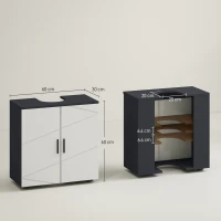 kleankin Mobile Sottolavabo Bagno per Piedistallo con Armadietto 2 Ante, 60x30x60cm, Grigio(m-3)