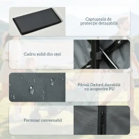 Outsunny Cărucior de Grădină, Încărcare Maximă 70 kg, 4 Roți, Cărucior de Plajă Pliabil din Oțel și Material Oxford cu Mâner Telescopic Reglabil, pentru Grădină și Camping, 108x55 cm, Gri(m-5)