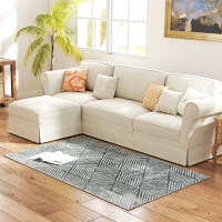 HOMCOM Alfombra Salón 170x120 cm Lavable en Lavadora Pelo Corto Estilo Moderno Tapete para Sala de Estar Dormitorio Gris Oscuro(m-11)