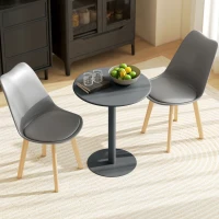 HOMCOM Mesa de Comedor Redonda para 2 Personas Mesa de Cocina de Acero para Interior y Exterior Ø60x72 cm Gris(m-6)