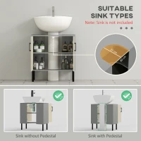 kleankin Under Sink Cabinet, Bathroom Vanity Unit, Storage Cupboard with Double Doors and Storage Shelves, 60x30x60cm, Natural(m-4)