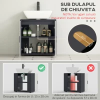 kleankin Dulap sub Chiuveta, Dulap de Baie, Dulap de Depozitare pentru Chiuveta pentru Podea cu Usi Duble si Rafturi, 60 x 30 x 60 cm, Gri Deschis(m-4)