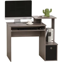 HOMCOM Particle Board Multi-Tier Computer Desk Grey(m-10)