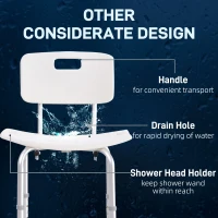 HOMCOM Bath Chair Shower Stool Safety Seat Bathroom Adjustable Positions Elderly Aids(m-8)